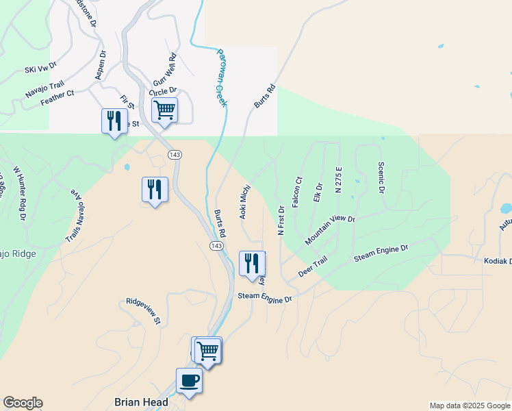 map of restaurants, bars, coffee shops, grocery stores, and more near 303 Rue Jolley in Brian Head