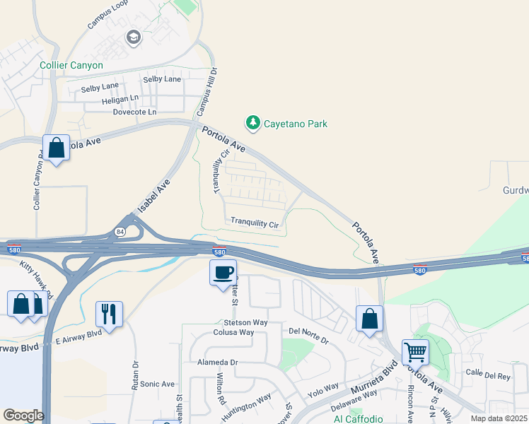 map of restaurants, bars, coffee shops, grocery stores, and more near 665 Sandalwood Drive in Livermore