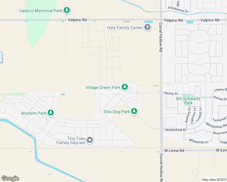 map of restaurants, bars, coffee shops, grocery stores, and more near 2276 Memory Lane in Tracy