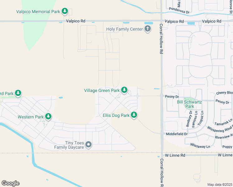 map of restaurants, bars, coffee shops, grocery stores, and more near 2305 Augusta Avenue in Tracy