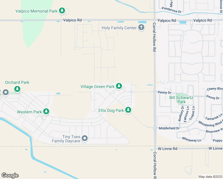 map of restaurants, bars, coffee shops, grocery stores, and more near 2305 Augusta Avenue in Tracy