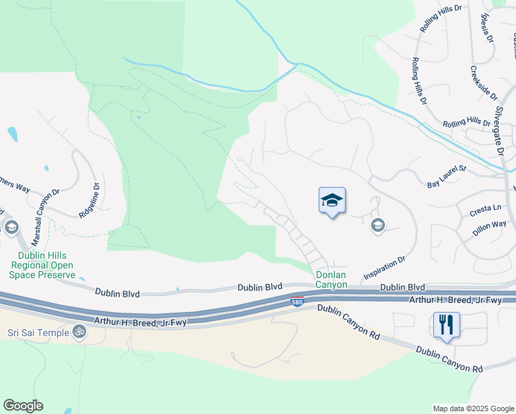 map of restaurants, bars, coffee shops, grocery stores, and more near 10641 McBride Lane in Dublin