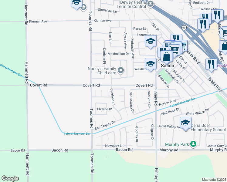 map of restaurants, bars, coffee shops, grocery stores, and more near 5232 San Paulo Drive in Salida