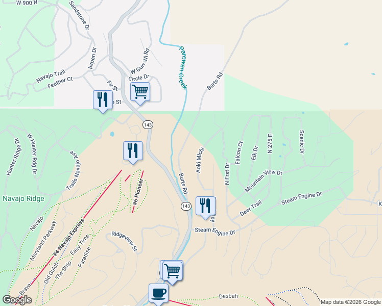 map of restaurants, bars, coffee shops, grocery stores, and more near 299 Aoki Michi in Brian Head