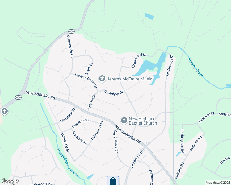 map of restaurants, bars, coffee shops, grocery stores, and more near 9134 Greenlake Circle in Mechanicsville