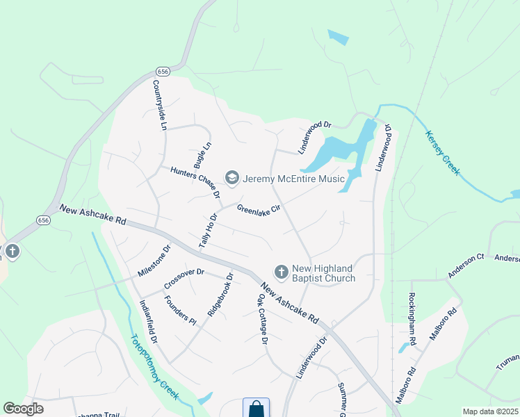 map of restaurants, bars, coffee shops, grocery stores, and more near 9134 Greenlake Circle in Mechanicsville