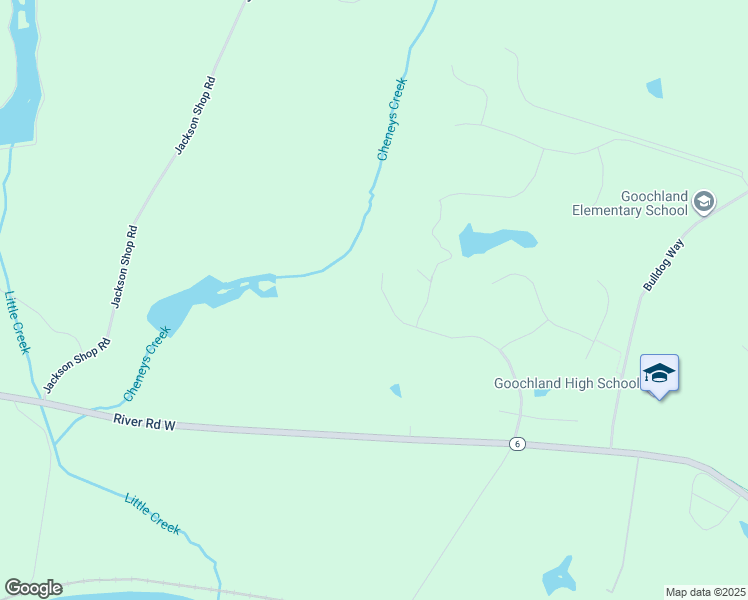 map of restaurants, bars, coffee shops, grocery stores, and more near 2145 Thoroughbred Parkway in Goochland