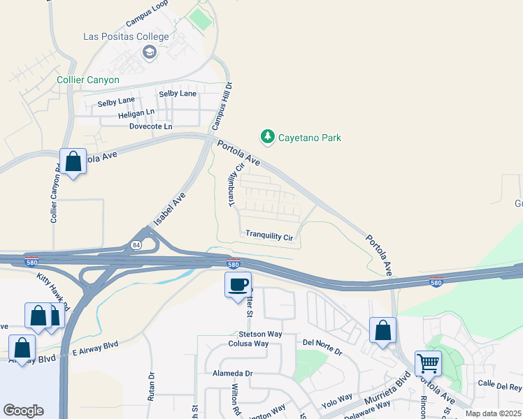 map of restaurants, bars, coffee shops, grocery stores, and more near 436 Persimmon Common in Livermore