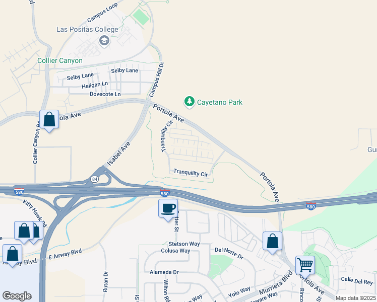 map of restaurants, bars, coffee shops, grocery stores, and more near 436 Persimmon Common in Livermore