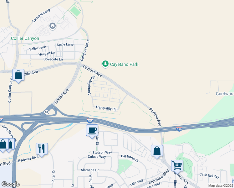 map of restaurants, bars, coffee shops, grocery stores, and more near 389 Basswood Common in Livermore