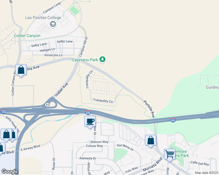 map of restaurants, bars, coffee shops, grocery stores, and more near 361 Basswood Common in Livermore