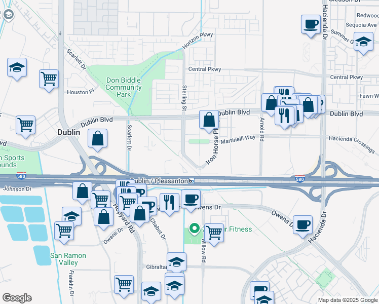 map of restaurants, bars, coffee shops, grocery stores, and more near 152 Campbell Green in Dublin