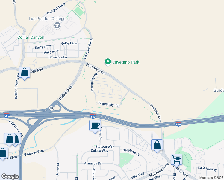 map of restaurants, bars, coffee shops, grocery stores, and more near 361 Basswood Common in Livermore