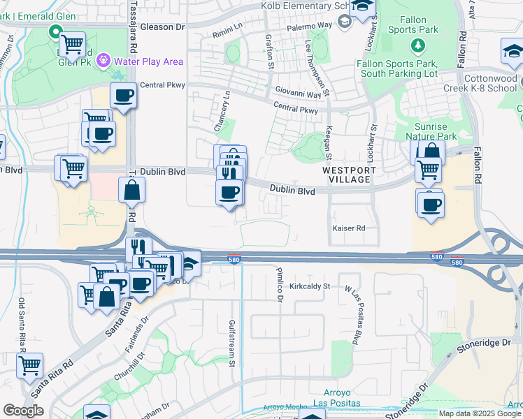 map of restaurants, bars, coffee shops, grocery stores, and more near 3395 Zenith Ave in Dublin