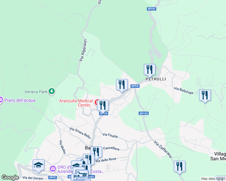 map of restaurants, bars, coffee shops, grocery stores, and more near 5 Via Pavone in Zafferana Etnea