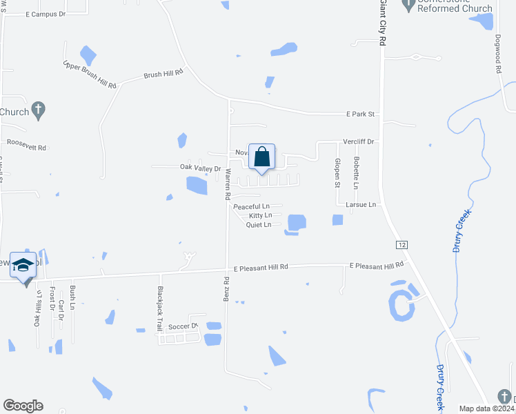 map of restaurants, bars, coffee shops, grocery stores, and more near 151 Peaceful Lane in Carbondale