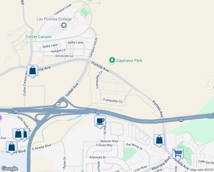 map of restaurants, bars, coffee shops, grocery stores, and more near 319 Basswood Common in Livermore