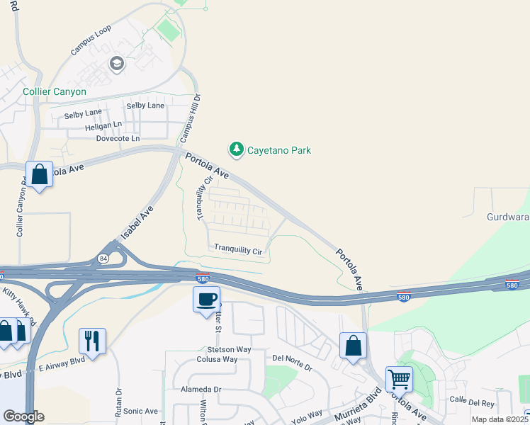 map of restaurants, bars, coffee shops, grocery stores, and more near 389 Basswood Common in Livermore