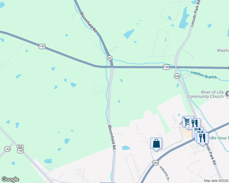map of restaurants, bars, coffee shops, grocery stores, and more near 1042-1186 Bloomfield Road in Springfield