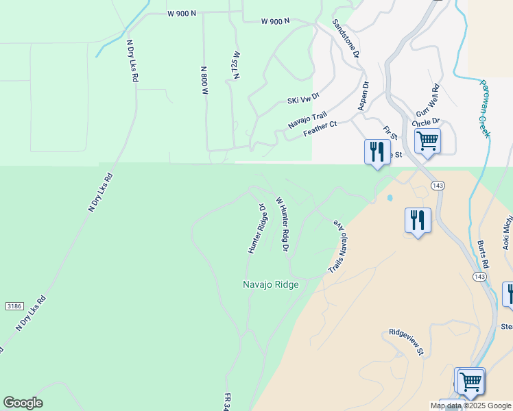 map of restaurants, bars, coffee shops, grocery stores, and more near 678 Hunter Ridge Drive in Brian Head
