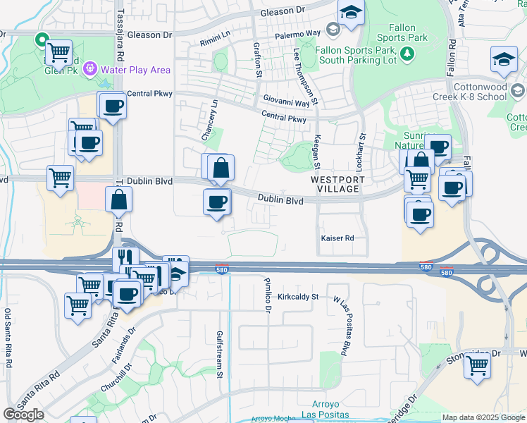 map of restaurants, bars, coffee shops, grocery stores, and more near 3945 Eminence Street in Dublin