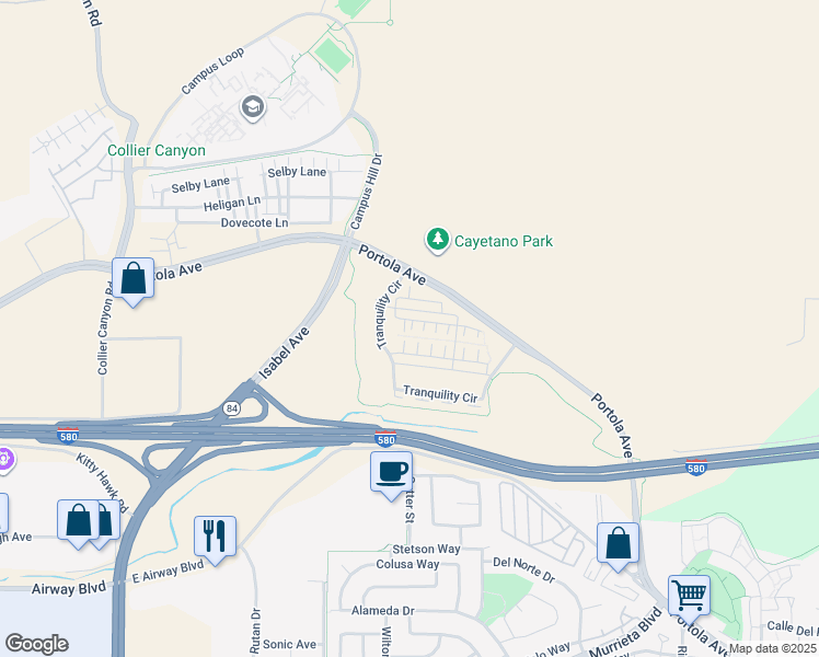 map of restaurants, bars, coffee shops, grocery stores, and more near 319 Basswood Common in Livermore