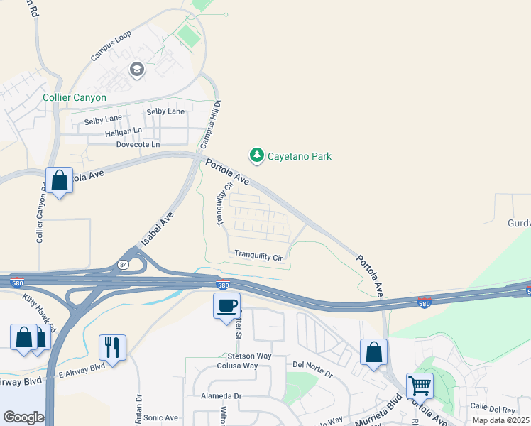 map of restaurants, bars, coffee shops, grocery stores, and more near 361 Basswood Common in Livermore
