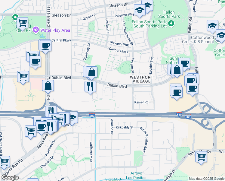 map of restaurants, bars, coffee shops, grocery stores, and more near 3945 Eminence Street in Dublin