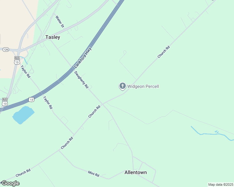 map of restaurants, bars, coffee shops, grocery stores, and more near 24548 Church Road in Accomac