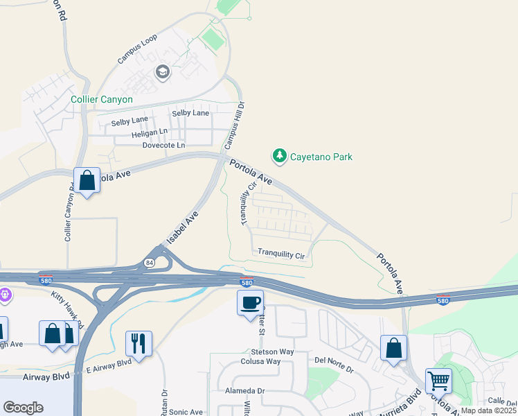 map of restaurants, bars, coffee shops, grocery stores, and more near 319 Basswood Common in Livermore