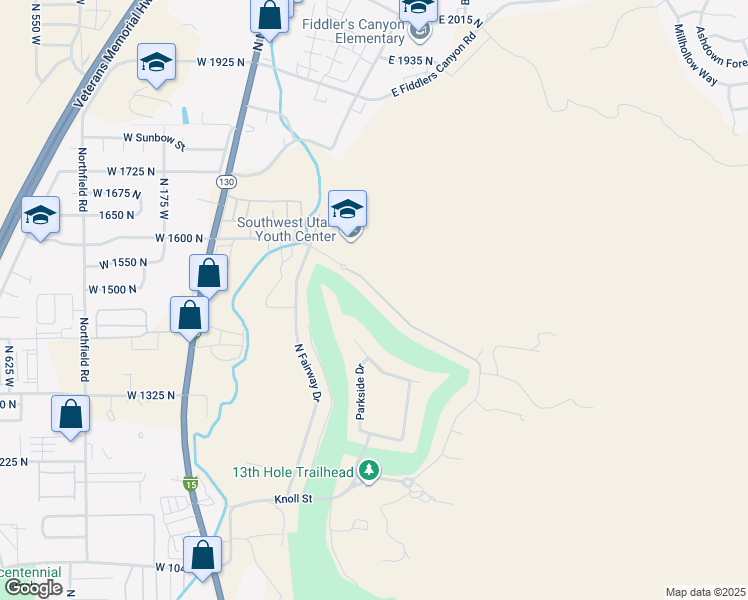 map of restaurants, bars, coffee shops, grocery stores, and more near 1509 North Knoll Street in Cedar City