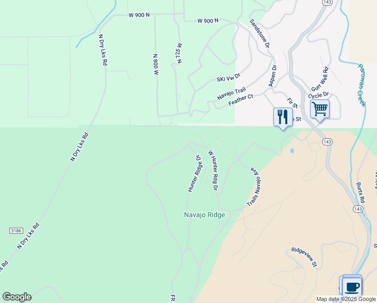 map of restaurants, bars, coffee shops, grocery stores, and more near 678 Hunter Ridge Drive in Brian Head