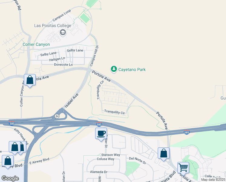 map of restaurants, bars, coffee shops, grocery stores, and more near 253 Fennel Way in Livermore