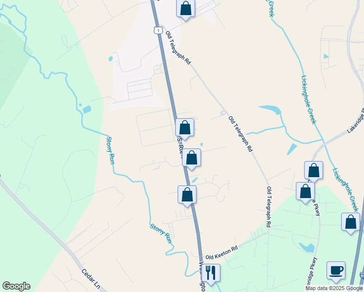 map of restaurants, bars, coffee shops, grocery stores, and more near 11066-11082 Washington Highway in Glen Allen