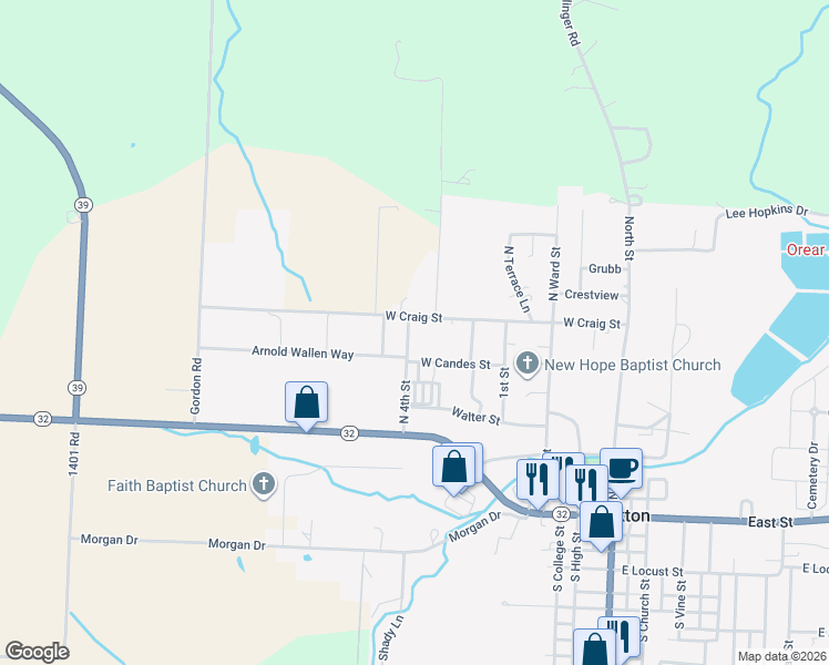 map of restaurants, bars, coffee shops, grocery stores, and more near 512 North 4th Street in Stockton
