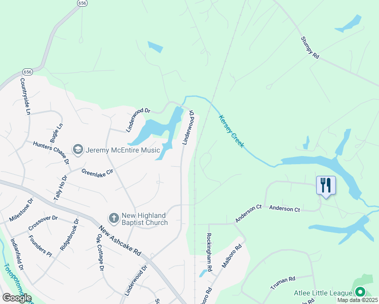 map of restaurants, bars, coffee shops, grocery stores, and more near 11098 Linderwood Drive in Mechanicsville