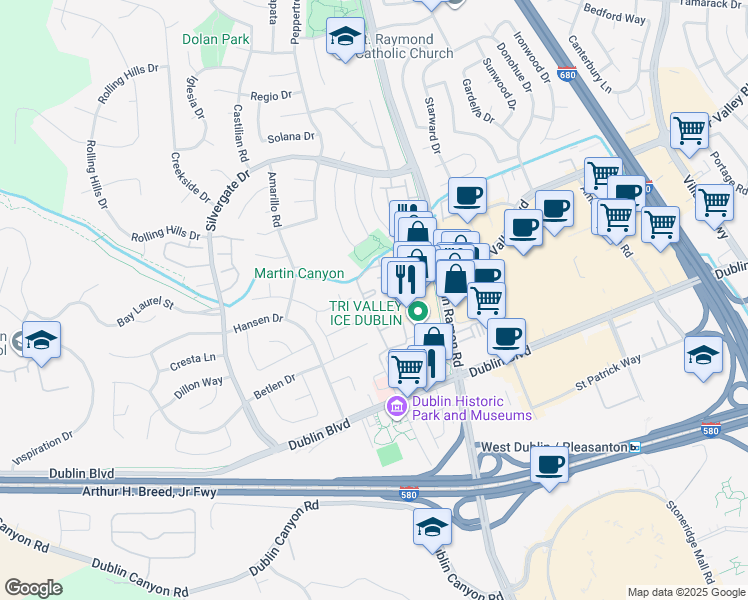 map of restaurants, bars, coffee shops, grocery stores, and more near 11805 Kilcullin Court in Dublin