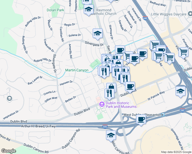 map of restaurants, bars, coffee shops, grocery stores, and more near 11805 Kilcullin Court in Dublin