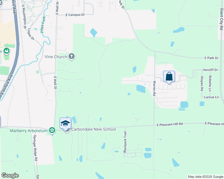 map of restaurants, bars, coffee shops, grocery stores, and more near 585 Brush Hill Road in Carbondale