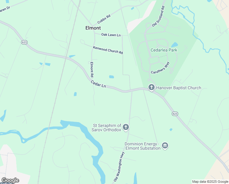 map of restaurants, bars, coffee shops, grocery stores, and more near 11319 Cedar Lane in Glen Allen