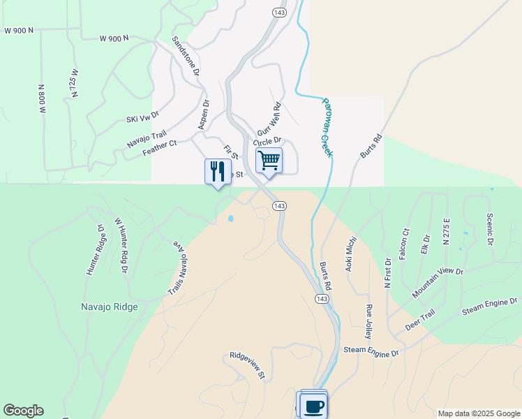 map of restaurants, bars, coffee shops, grocery stores, and more near 508 Utah 143 in Brian Head
