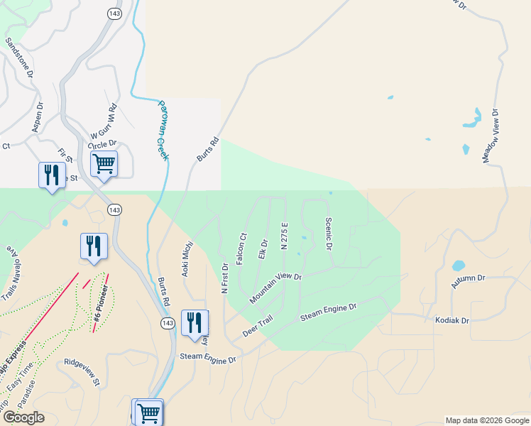 map of restaurants, bars, coffee shops, grocery stores, and more near 466 Elk Drive in Brian Head