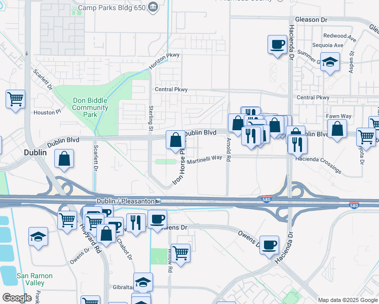 map of restaurants, bars, coffee shops, grocery stores, and more near 5332 Campus Drive in Dublin