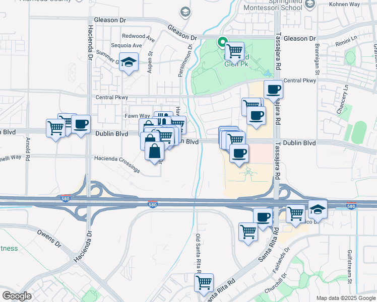 map of restaurants, bars, coffee shops, grocery stores, and more near in Dublin