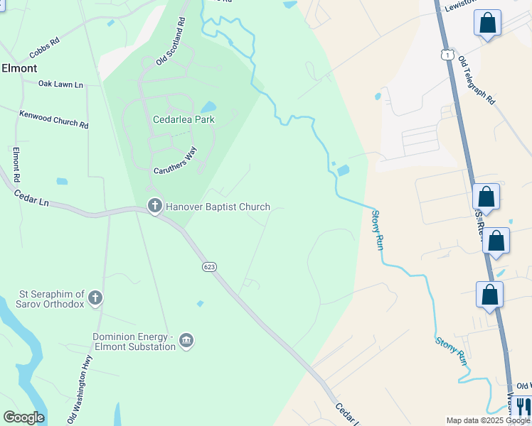map of restaurants, bars, coffee shops, grocery stores, and more near 11097 Bazile Road in Glen Allen