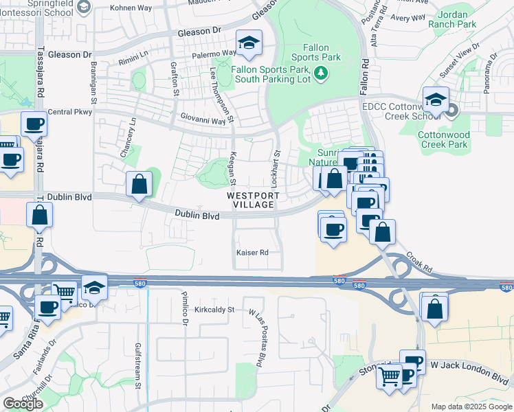 map of restaurants, bars, coffee shops, grocery stores, and more near 3130 Aran Way in Dublin