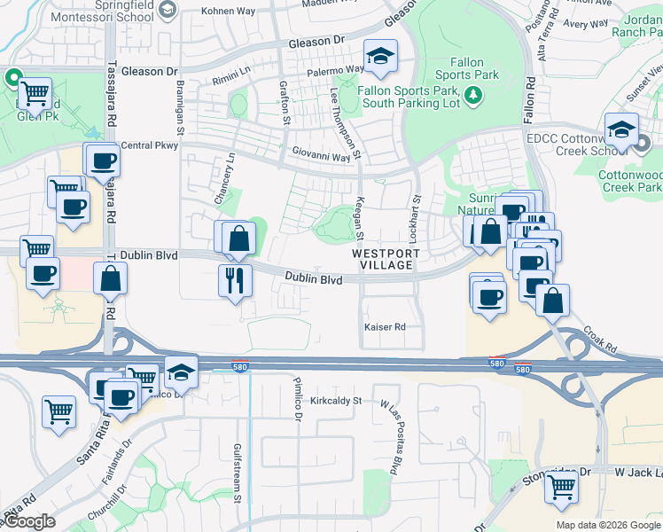 map of restaurants, bars, coffee shops, grocery stores, and more near 3290 Maguire Way in Dublin