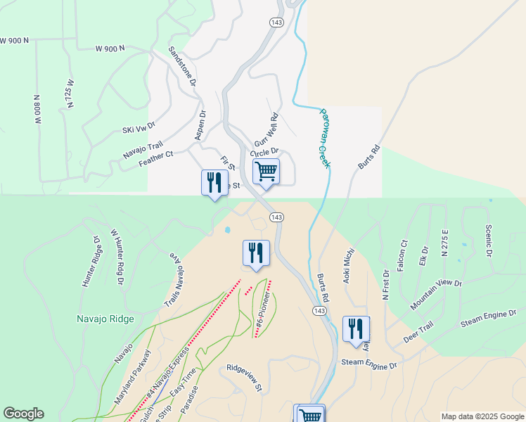 map of restaurants, bars, coffee shops, grocery stores, and more near 508 Utah 143 in Brian Head