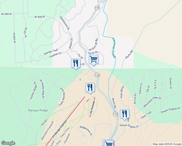 map of restaurants, bars, coffee shops, grocery stores, and more near 508 Utah 143 in Brian Head