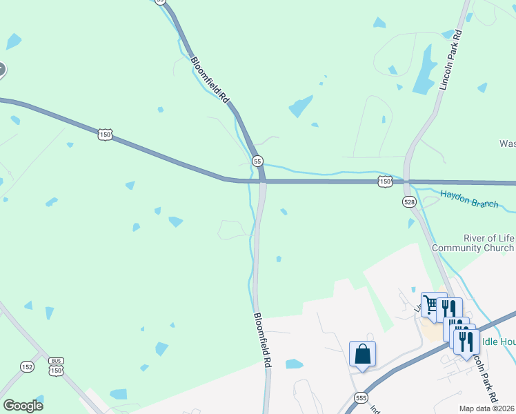 map of restaurants, bars, coffee shops, grocery stores, and more near 1190-1312 Bloomfield Road in Springfield
